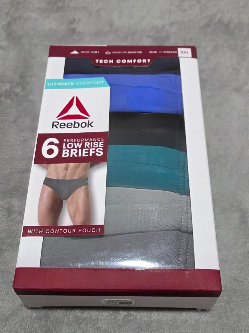 Reebok Men's Six Performance Low Rise Briefs Moisture-Wicking Size 3XL